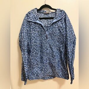 Lands' End Girls Navy and White Floral Jacket
